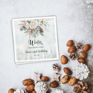 Evergreen Winter Onederland First Birthday Napkin