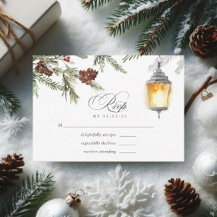 Evergreen - Wintertide Woodland Christmas Wedding RSVP Card