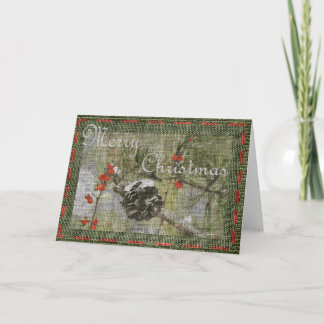 Evergreen with Pinecone and berries Christmas Card
