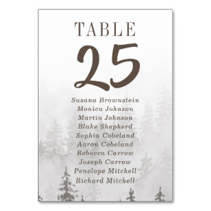 Evergreens in the Fog Forest Grey Guest Names Table Number