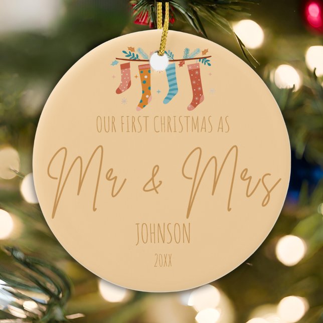 Everlasting Embrace - Mr. & Mrs. First Christmas  Ceramic Tree Decoration (Creator Uploaded)