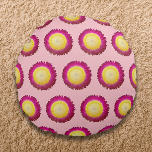 Everlasting Flower Seamless Pattern on Round Cushion