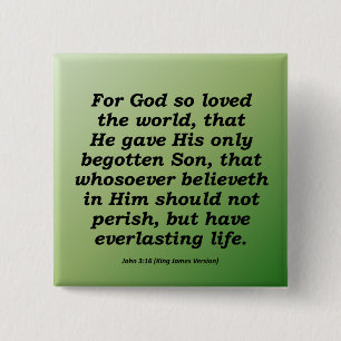 Everlasting Life Christmas John 3-16 15 Cm Square Badge