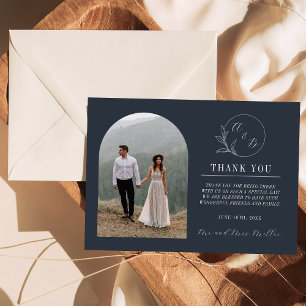 Everlasting Love Deep Blue Wedding Thank You Card