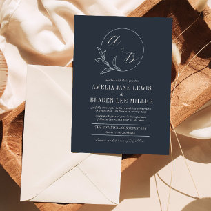 Everlasting Love Deep Blue Wreath Wedding Invite