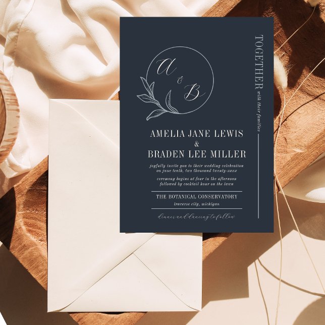 Everlasting Love | Deep Blue Wreath Wedding Invite (Creator Uploaded)