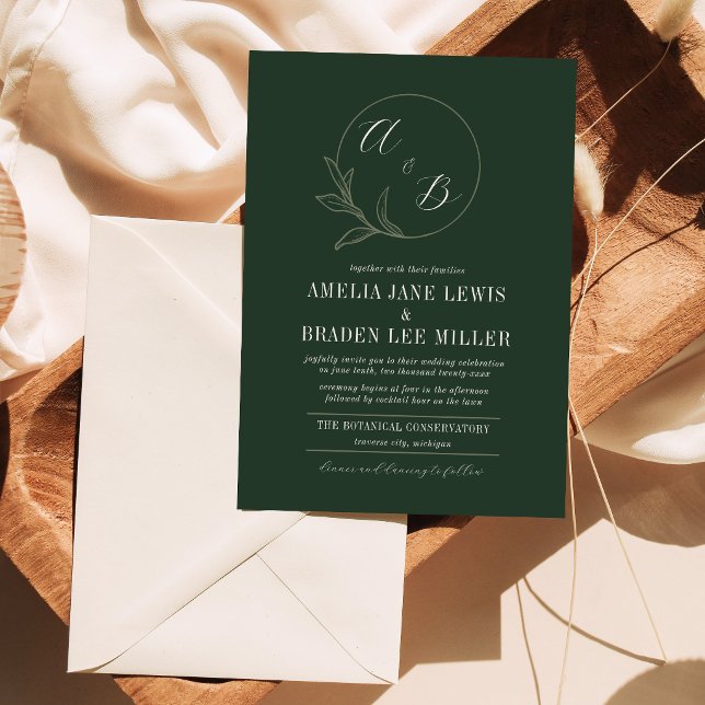 Everlasting Love | Deep Green Wreath Wedding Invitation (Creator Uploaded)