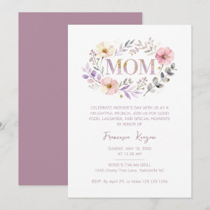 Everlasting Love MOM Floral Wreath Mothers Day Invitation