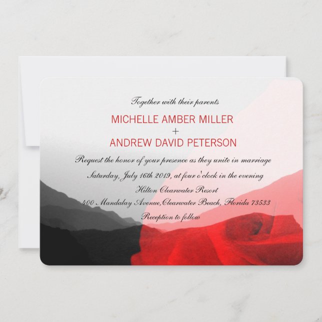 Everlasting Love/Mountain Range Red Rose Wedding Invitation (Front)