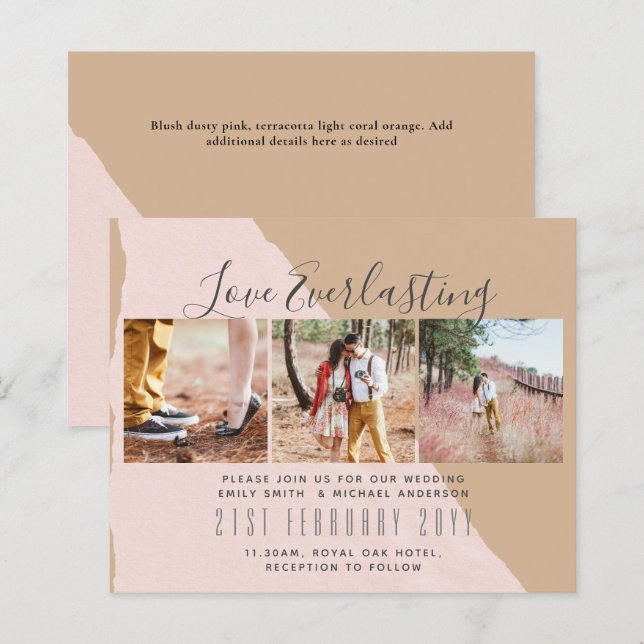 Everlasting Love PHOTO COLLAGE Wedding Event Invit (Front/Back)
