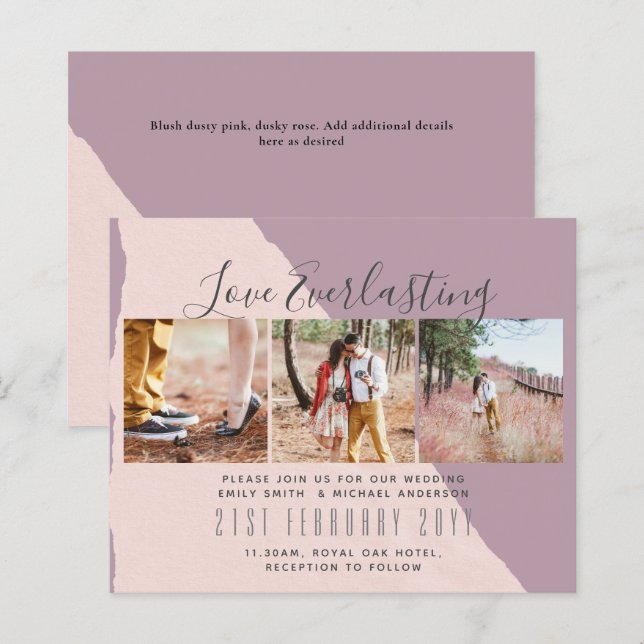 Everlasting Love PHOTO COLLAGE Wedding Event Invit (Front/Back)