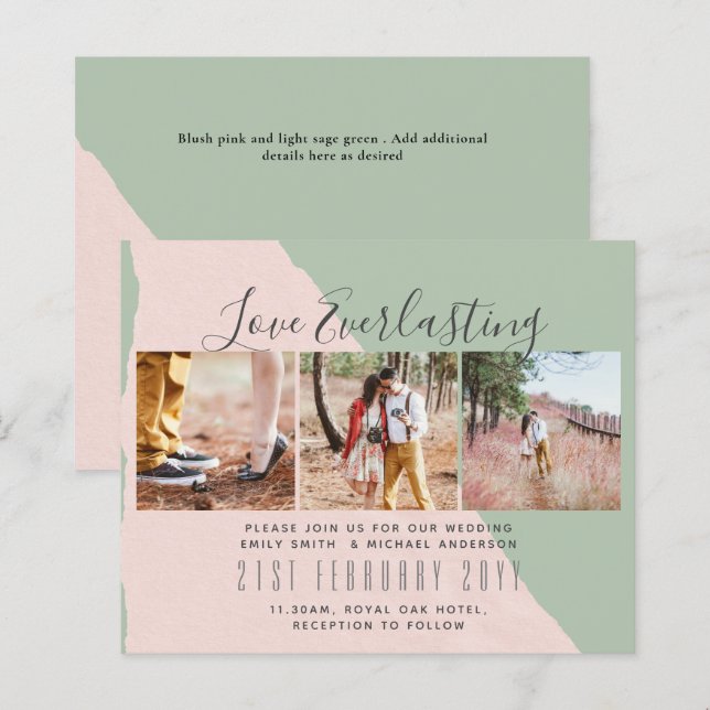 Everlasting Love PHOTO COLLAGE Wedding Event Invit (Front/Back)