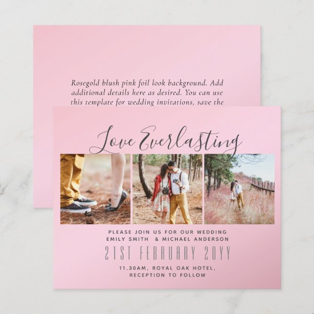 Everlasting Love PHOTO COLLAGE Wedding Event Invit (Front/Back)