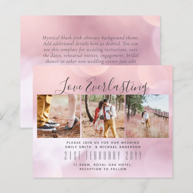 Everlasting Love PHOTO COLLAGE Wedding Event Invit (Front/Back)