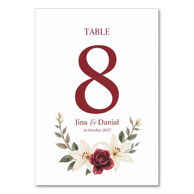 Everlasting Love Table Number (Front)