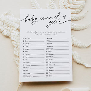 EVERLEIGH Baby Animal Game Minimalist Baby Shower Invitation