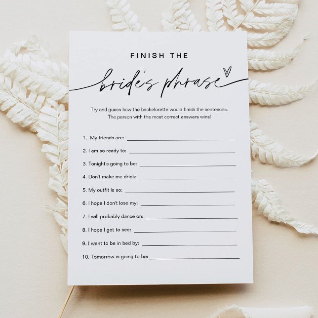 EVERLEIGH Finish the Bride's Bachelorette Game Invitation (Creator Uploaded)