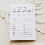 EVERLEIGH Finish the Bride's Phrase Bridal Game  Invitation<br><div class="desc">Everleigh Collection - a stunning and minimalist collection that features a modern calligraphy font that is both chic and stylish. This collection offers a timeless and elegant design that is perfect for any event, from weddings to baby showers and everything in between. Embrace the elegance and sophistication of the Everleigh...</div>