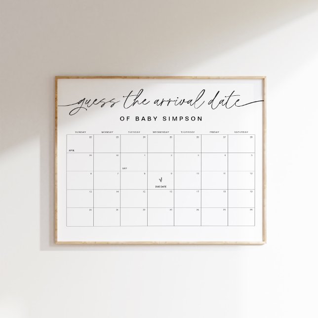EVERLEIGH Guess the Arrival Date Baby Shower 16x20 Poster (Creator Uploaded)