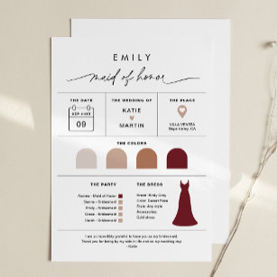 EVERLEIGH Maid of Honour Bridal Party Info Card