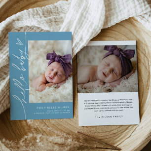 EVERLEIGH Minimalist Baby Blue Birth Announcement