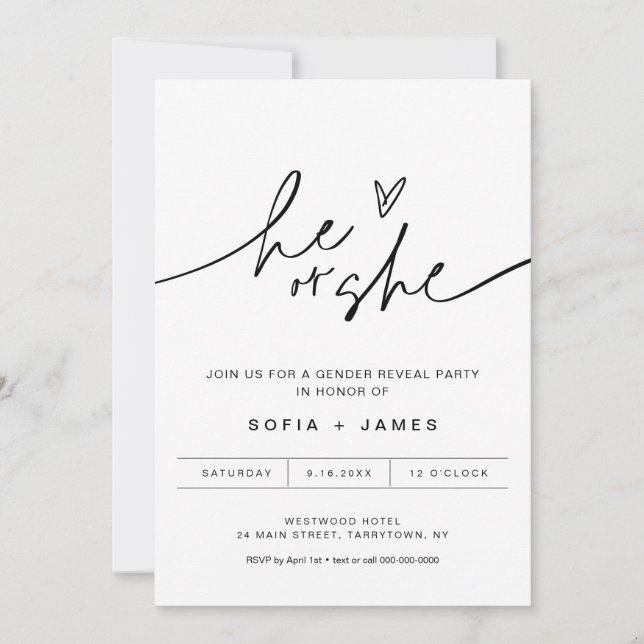 EVERLEIGH Minimalist Gender Reveal Invitation (Front)