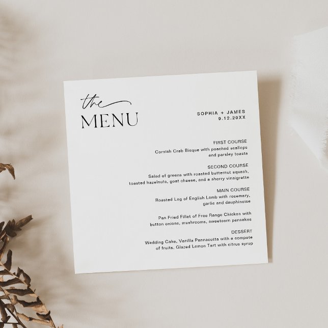 EVERLEIGH Minimalist Square Wedding Dinner Menu Invitation (Creator Uploaded)