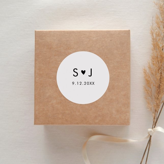 EVERLEIGH Minimalist Wedding  Classic Round Sticker (Creator Uploaded)