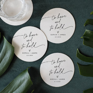 EVERLEIGH Minimalist Wedding Round Coaster