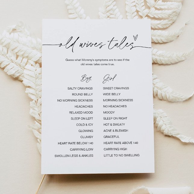 EVERLEIGH Old Wives Tales Baby Shower Game Card (Creator Uploaded)
