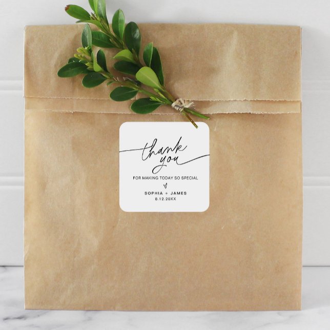 EVERLEIGH Thank You Wedding Favour Square Sticker (Creator Uploaded)