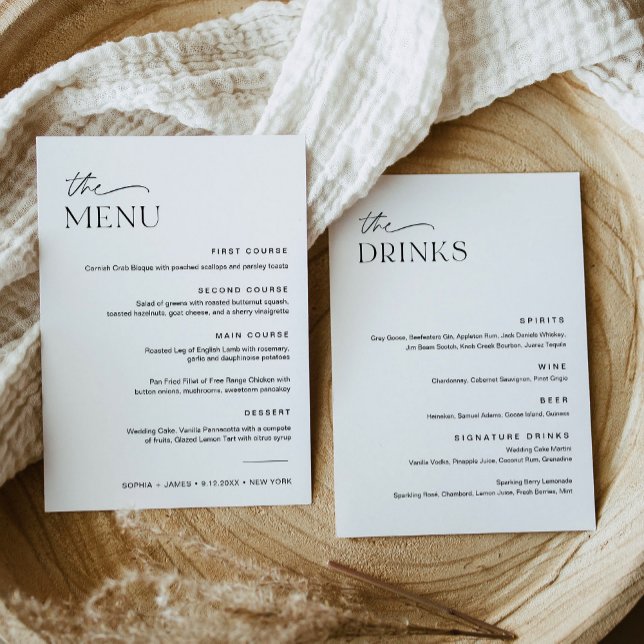 EVERLEIGH Wedding Dinner and Drink Menu Card (Creator Uploaded)