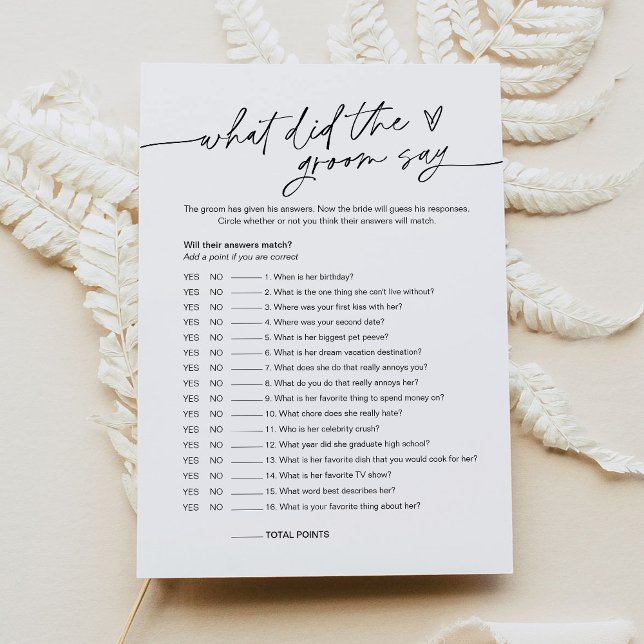EVERLEIGH What Did The Groom Say Bridal Game Card (Creator Uploaded)