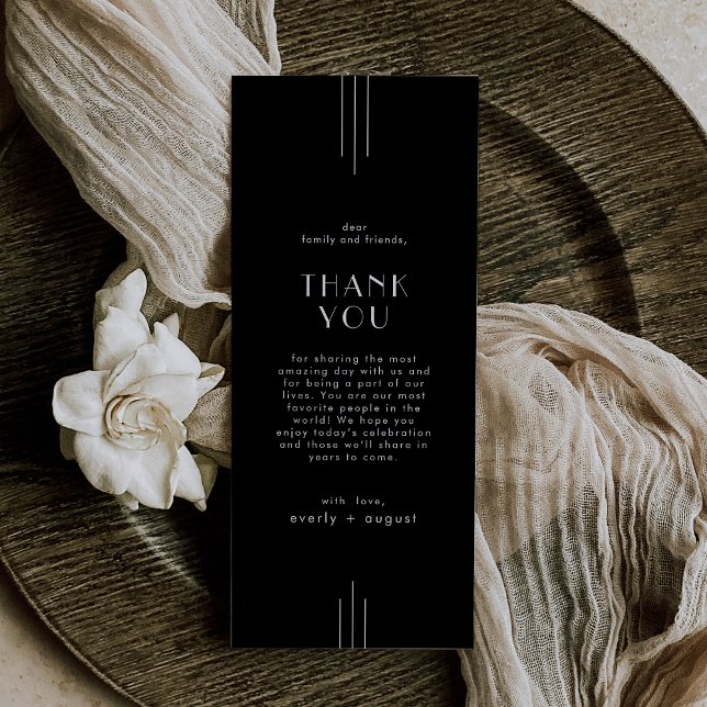 EVERLY Art Deco Black Wedding Table Thank You Card (EVERLY Art Deco Black Wedding Table Thank You Card)