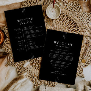 EVERLY Art Deco Black Wedding Weekend Itinerary Invitation