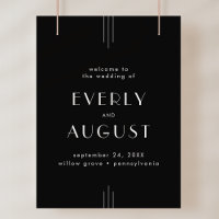 EVERLY Art Deco Black Wedding Welcome Sign Poster