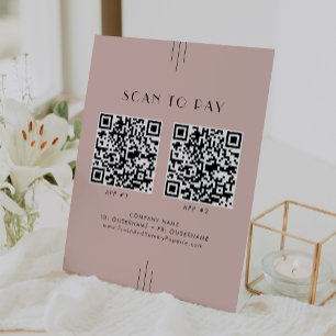 EVERLY Art Deco Blush Business 2 Apps Scan To Pay Pedestal Sign