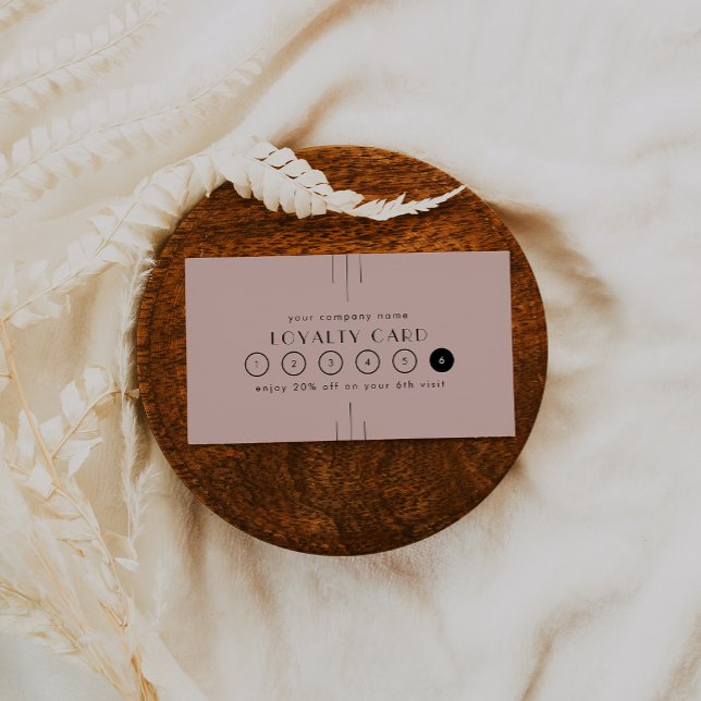 EVERLY Art Deco Blush Pink Business Reward 6 Punch Loyalty Card (EVERLY Art Deco Blush Pink Business Reward 6 Punch Loyalty Card)