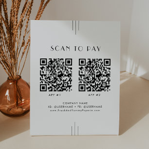 EVERLY Art Deco Business 2 Apps Scan To Pay Pedestal Sign