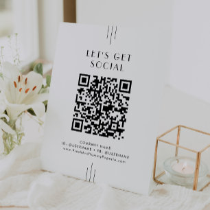 EVERLY Art Deco Business Let's Get Social Media Pedestal Sign