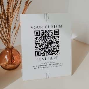 EVERLY Art Deco Business or Wedding Custom QR Code Pedestal Sign