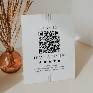 EVERLY Art Deco Business QR Code Leave A Review Pedestal Sign
