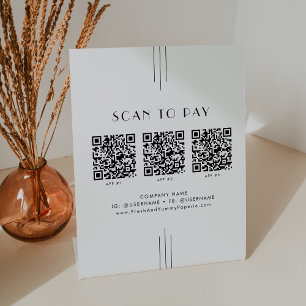 EVERLY Art Deco Business QR Code Scan To Pay Pedestal Sign