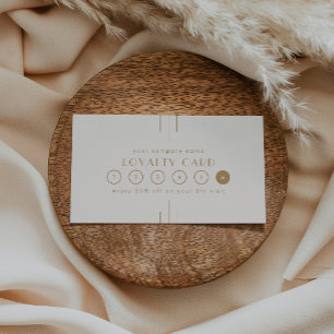 EVERLY Art Deco Cream Gold Business Reward 6 Punch Loyalty Card
