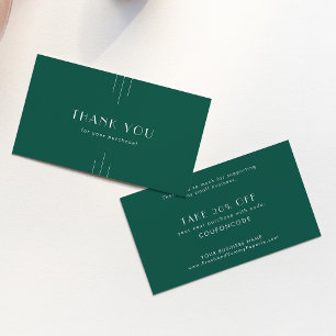 EVERLY Art Deco Emerald Green Business Thank You Discount Card
