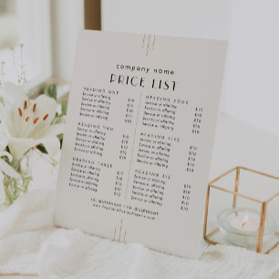 EVERLY Art Deco Ivory Business Services Price List Pedestal Sign