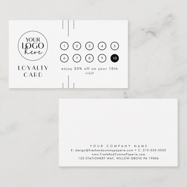EVERLY Art Deco Logo Business Reward 10 Punch Loyalty Card (Front/Back)