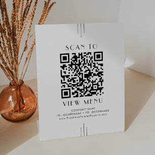 EVERLY Art Deco Minimal Restaurant Menu QR Code Pedestal Sign