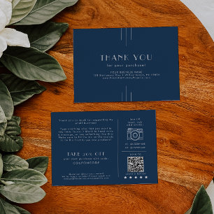 EVERLY Art Deco Navy Blue Business Thank You Order Enclosure Card