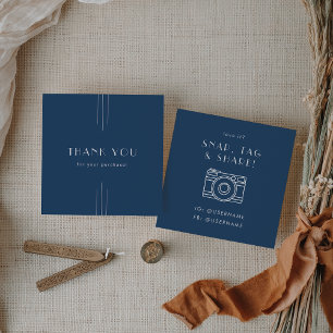 EVERLY Art Deco Navy Blue Snap Tag Share Thank You
